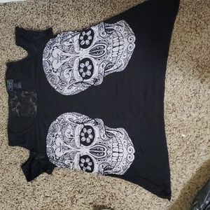 GOTHIC MIDNIGHT HOUR SKULL SHIRT SIZE LARGE